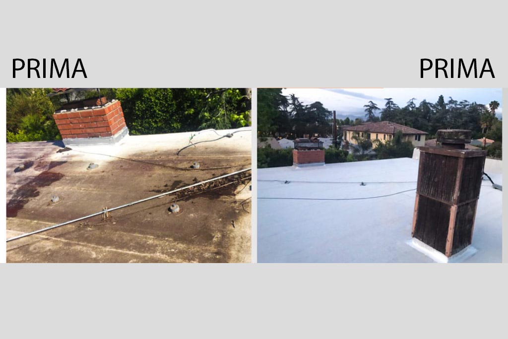Prima ed dopo riparazione tetto per installazione pannelli fotovoltaici